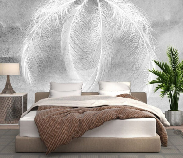 Wall murals Soft, delicate feathers against muted backdrop Wall murals Soft, delicate feathers against muted backdrop