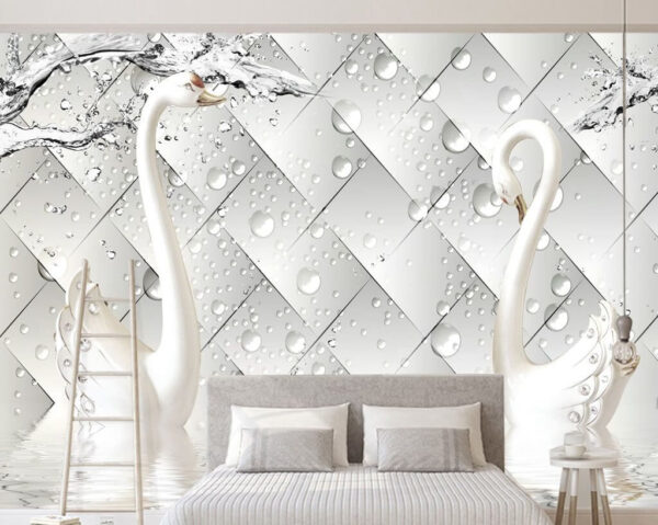 Wall murals White swans in water Wall murals White swans in water