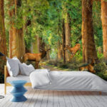 Wall murals Group of deer in a forest