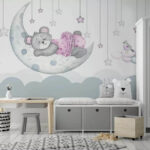 Wall murals Watercolor of a teddy bear wearing a dress
