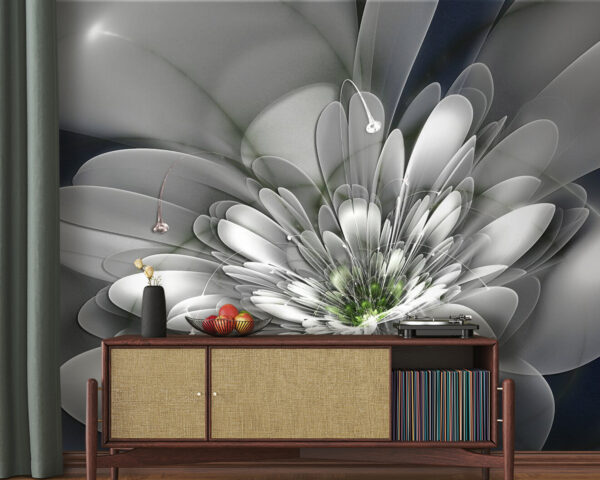 Wall murals White flower with green center Wall murals White flower with green center
