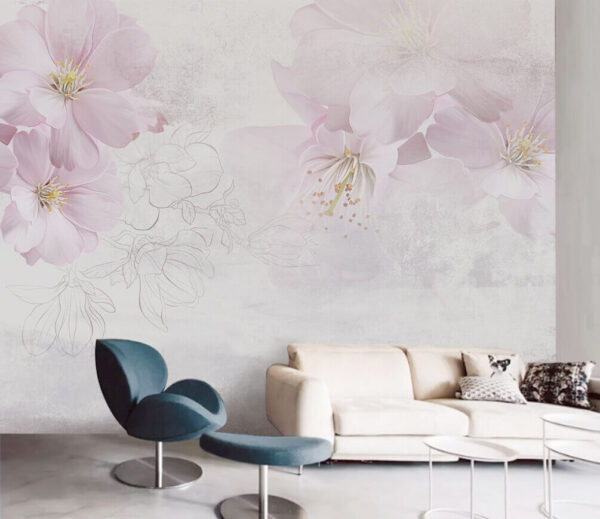 Wall murals Delicate blossoms in soft pastel hues Wall murals Delicate blossoms in soft pastel hues