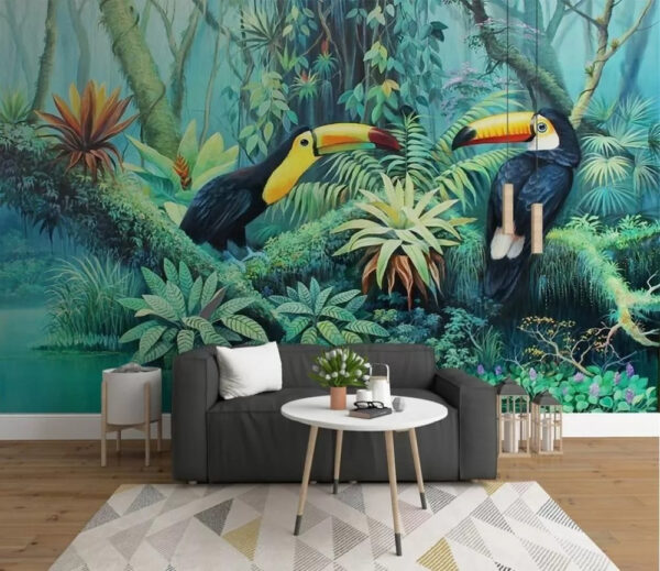 Toucans in vibrant jungle sanctuary Wall murals Toucans in vibrant jungle sanctuary