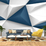 Wall murals White and blue geometric shapes