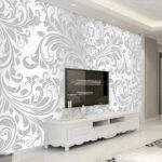 Wall murals Elegant silver floral pattern design.