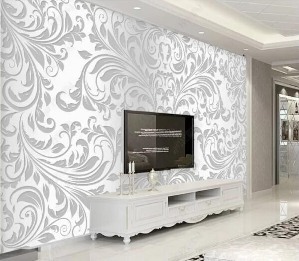 Elegant silver floral pattern design Wall murals Elegant silver floral pattern design