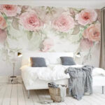 Wall murals Soft watercolor floral pattern design.