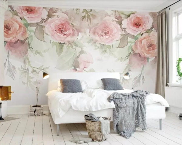 Soft watercolor floral pattern design Wall murals Soft watercolor floral pattern design