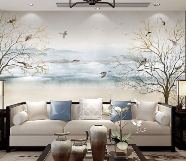 Bird on a tree branch Wall murals Bird on a tree branch