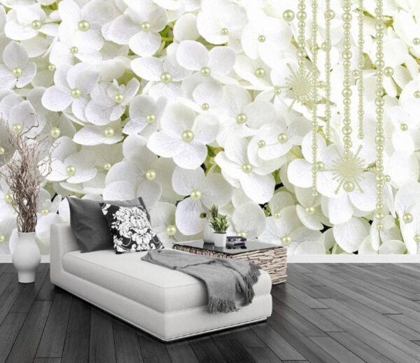 White petals adorned with pearls Wall murals White petals adorned with pearls