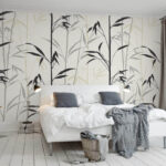 Wall murals Wallpaper with black leaves