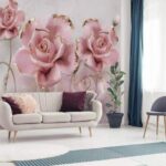 Wall murals Group of pink flowers