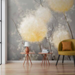 Wall murals Fluffy dandelions in soft light.