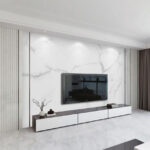 Wall murals White marble surface with black veins