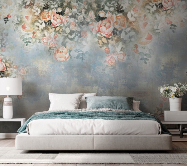 Wall murals Painting of flowers and leaves Wall murals Painting of flowers and leaves