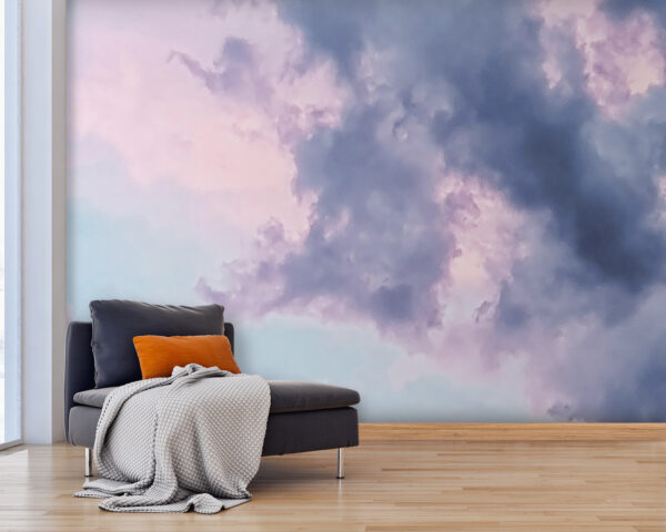 Wall murals Cloudy sky with pink and blue clouds Wall murals Cloudy sky with pink and blue clouds