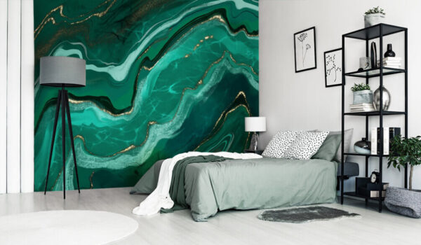 Wall murals Flowing Waves of Teal and Green Wall murals Flowing Waves of Teal and Green