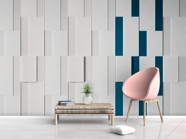 Wall murals White rectangular object with blue lines Wall murals White rectangular object with blue lines