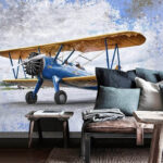 Wall murals Vintage biplane ready for takeoff.