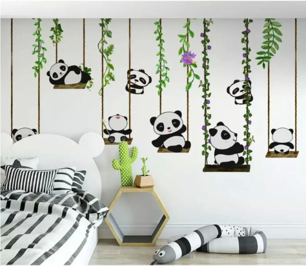 Wall murals Group of pandas on swings Wall murals Group of pandas on swings