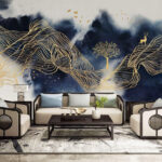 Wall murals Serene landscape with deer and tree