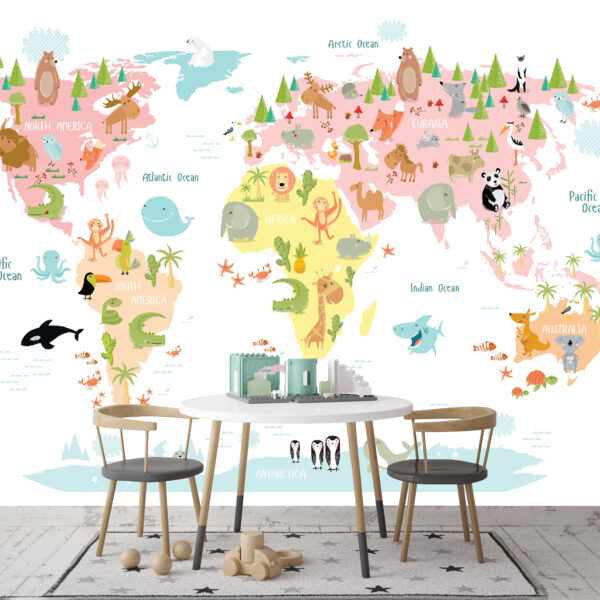 Map of africa with animals Wall murals Map of africa with animals