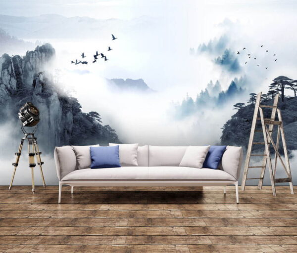 Wall murals Birds flying over a mountain Wall murals Birds flying over a mountain