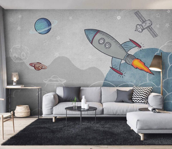 Drawing of a rocket ship Wall murals Drawing of a rocket ship