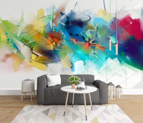 Wall murals Colorful painting of flowers Wall murals Colorful painting of flowers