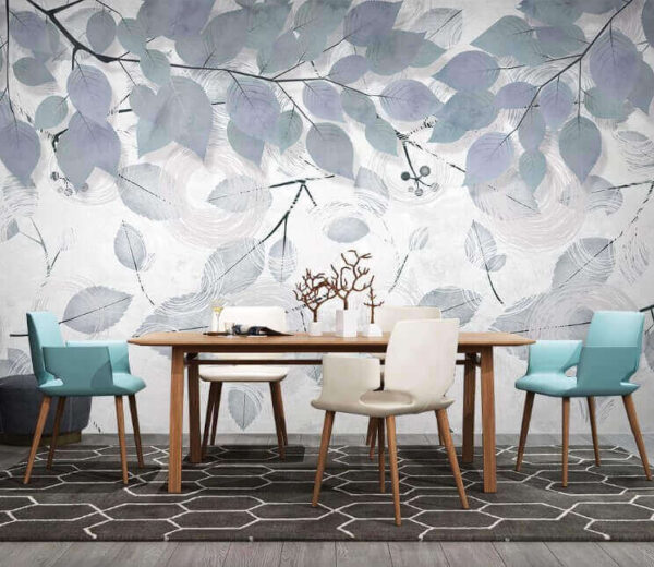 Wall murals Serene leaves against a subtle backdrop Wall murals Serene leaves against a subtle backdrop