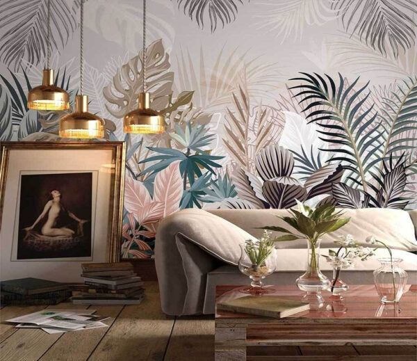 Tropical leaves in muted hues Wall murals Tropical leaves in muted hues