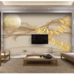 Wall murals Moon and birds flying in the sky