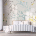 Wall murals Gentle leaves in soft colors