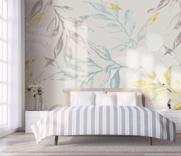 Wall murals Gentle leaves in soft colors Wall murals Gentle leaves in soft colors