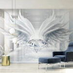 Wall murals Diamond with wings on a white surface