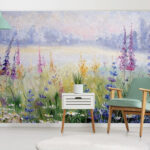 Wall murals Lavender blooms in colorful field.