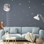 Wall murals Moon with a face drawn on it
