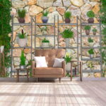 Wall murals Group of plants on shelves