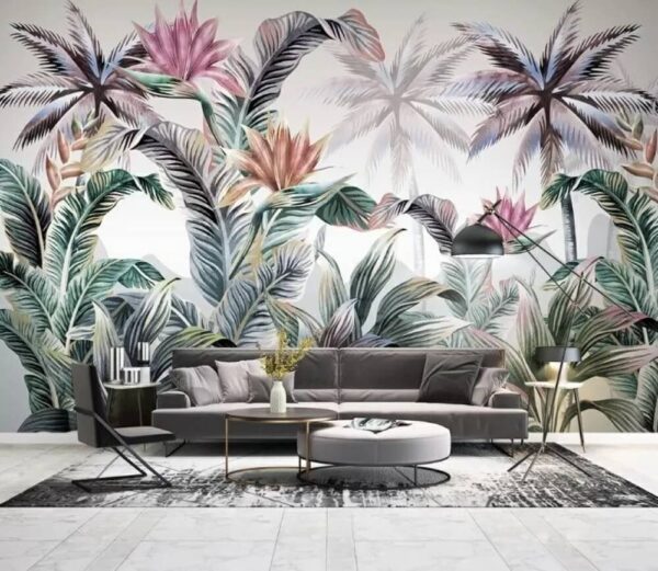 Wall murals Wall murals Tropical paradise with lush foliage. (SKU: u28816)