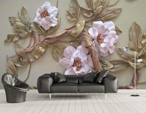 Wall murals Wall decoration with flowers and leaves Wall murals Wall decoration with flowers and leaves