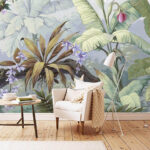 Wall murals Lush tropical foliage and vivid blooms