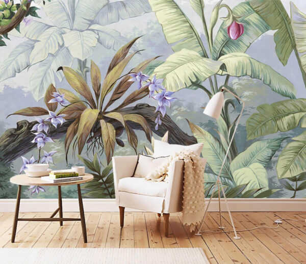 Wall murals Lush tropical foliage and vivid blooms Wall murals Lush tropical foliage and vivid blooms