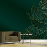 Wall murals Elegant leaves on dark background.