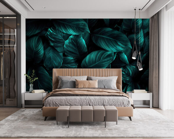 Wall murals Group of dark green leaves Wall murals Group of dark green leaves