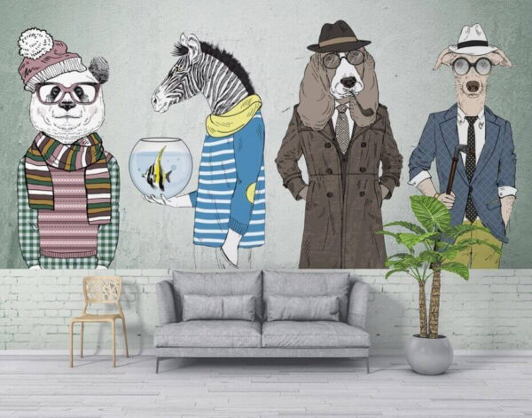 Wall murals Wall with animal heads Wall murals Wall with animal heads