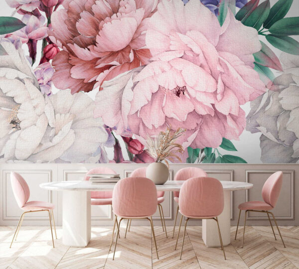 Floral pattern with watercolor blooms Wall murals Floral pattern with watercolor blooms