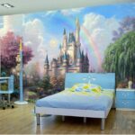 Wall murals Castle with a rainbow in the sky