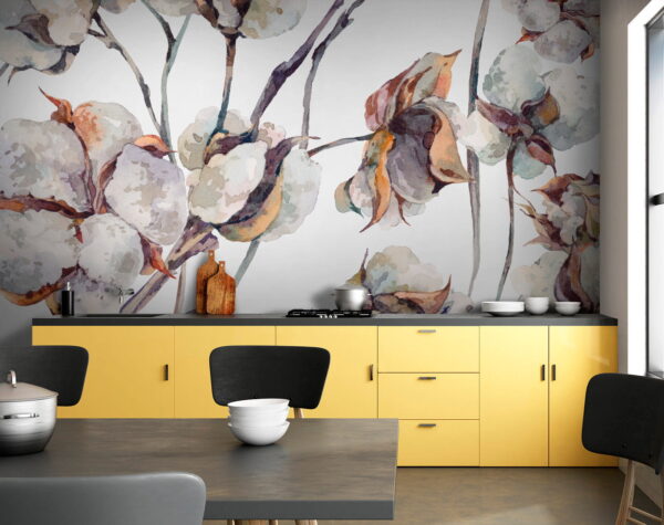 Wall murals Pattern of cotton flowers