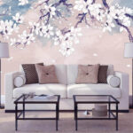 Wall murals Delicate blossoms on swirling branches.