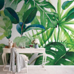 Wall murals Lush leaves in vibrant colors